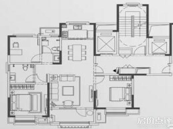 户型图-115平方米，三房两厅两卫